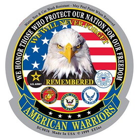 Eagle Emblems DC0036 Sticker-American Warriors (3-1/2")