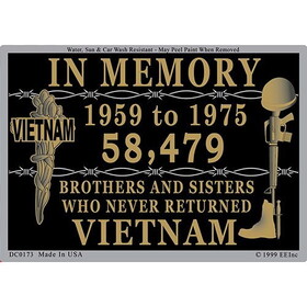 Eagle Emblems DC0173 Sticker-Vietnam,In Memory (3"x4-1/4")