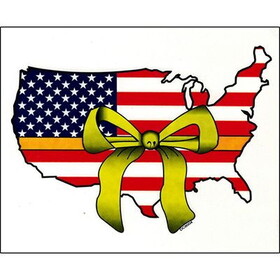 Eagle Emblems DC8004C Sticker-Usa/Yellow Ribbon (CLOSEOUT), (4"X4-3/4")