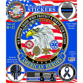 Eagle Emblems DC9011 Sticker-American Hero-Police (SET OF 6), (12.25"X14.25")
