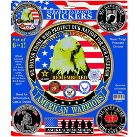 Eagle Emblems DC9036 Sticker-American Warriors (SET OF 6), (12.25"X14.25")