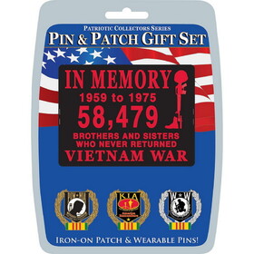 Eagle Emblems DIS0029 Gift Set-Vietnam In Memory (3 Pins & 1 Patch)