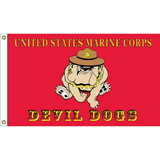 Eagle Emblems F1313 Flag-Usmc Devil Dog Made In USA Poly-Cotton, (3ft x 5ft)