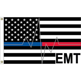 Eagle Emblems F1393 Flag-Emt Red &Amp; Blue Line (3ft x 5ft)