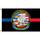 Eagle Emblems F1401 Flag-American Heroes (3Ftx5Ft) Thin Rw&B Line .