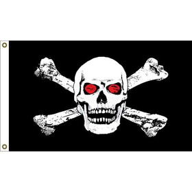 Eagle Emblems F1413 Flag-Skull &Amp; Bones Red Eyes (3ft x 5ft)