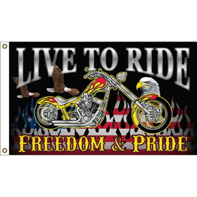 Eagle Emblems F1765 Flag-Live To Ride (3ft x 5ft)