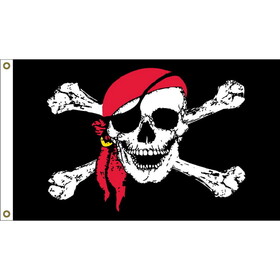 Eagle Emblems F1818 Flag-Pirate,Red Scarf (3ft x 5ft)
