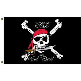 Eagle Emblems F1894 Flag-Pirate,Fish Or Cut Bait (3ft x 5ft)