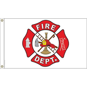 Eagle Emblems F1928 Flag-Fire Department Logo (3Ftx5Ft)     Wht/Red .