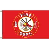Eagle Emblems F1986 Flag-Fire Department Logo (3Ftx5Ft)     Red/Wht