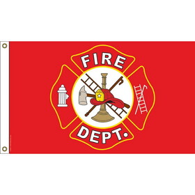 Eagle Emblems F1986 Flag-Fire Department Logo (3Ftx5Ft)     Red/Wht