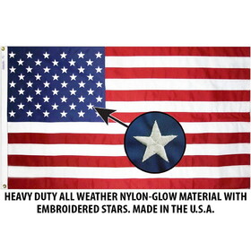 Eagle Emblems F3135-03 Flag-Usa Made In USA Nylon-Glow, (2ft x 3ft)