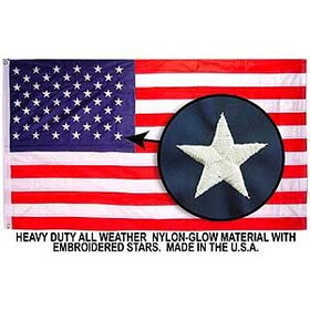 Eagle Emblems F3135-05 Flag-Usa Nyl-Glo, Embroid. (03Ftx05Ft)  Made In Usa