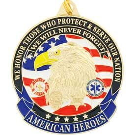 Eagle Emblems KC2009 Key Ring-American Heroes Bright-Shine, (1-5/8")