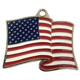 Eagle Emblems KC2021 Key Ring-Usa Flag, Wavy Zinc-Pwt (1-5/8")