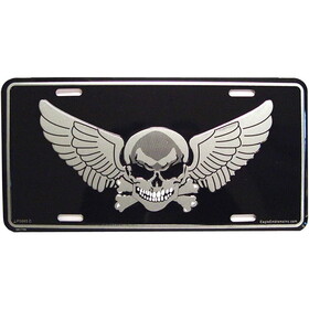 Eagle Emblems LP0665 Lic-Skull &Amp; Bones Wings (6"X12")