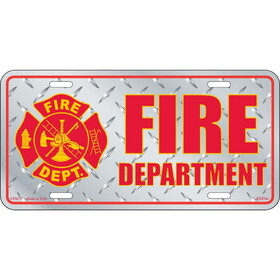 Eagle Emblems LP0671 Lic-Fire Department Logo (DIAMOND PLATE), (6"X12")