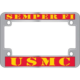 Eagle Emblems LP2923 Lic.Frame,Usmc,Semper Fi (CHROME) MOTO, (5"X7-1/4")