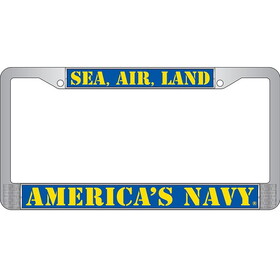 Eagle Emblems LP3811 Lic.Frame,Usn,America&#039;S Navy (CHROME) AUTO, (6"X12")