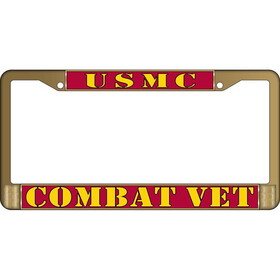 Eagle Emblems LP3813 Lic.Frame,Usmc,Combat Vet (ANTIQUED BRASS) AUTO, (6"X12")