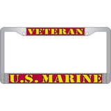 Eagle Emblems LP3821 Lic.Frame,Usmc,Veteran (CHROME) AUTO, (6