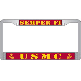 Eagle Emblems LP3925 Lic.Frame,Usmc,Semper Fi (CHROME) AUTO, (6"X12")