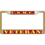 Eagle Emblems LP3931 Lic.Frame, Usmc, Veteran (Brass) Auto (6