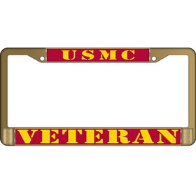Eagle Emblems LP3931 Lic.Frame, Usmc, Veteran (Brass) Auto (6"X12")