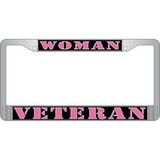 Eagle Emblems LP3960 Lic.Frame, Woman Veteran (Chrome) Auto (6