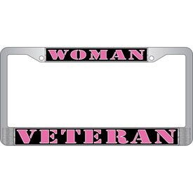 Eagle Emblems LP3960 Lic.Frame,Woman Veteran (CHROME) AUTO, (6"X12")