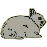 Eagle Emblems P00287 Pin-Rabbit, Dwarf, New- Zealand, White (1")
