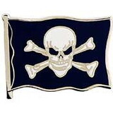 Eagle Emblems P00462 Pin-Pirate, Skull & Bones- Flag Sq. (1