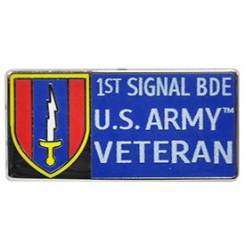 Eagle Emblems P00496 Pin-Army,001St Signal Bde,Vet (1-1/8")