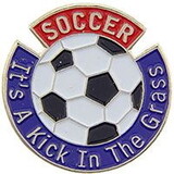 Eagle Emblems P00554 Pin-Soccer, Kick/Grs (1