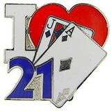 Eagle Emblems P00679 Pin-Game, Card, I Heart 21 (1