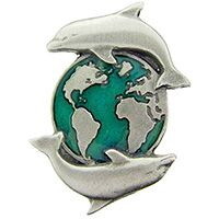 Eagle Emblems P00889 Pin-Dolphin, Globe, Pwt (1")