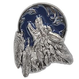 Eagle Emblems P00896 Pin-Wolf,Feather (1-1/8")