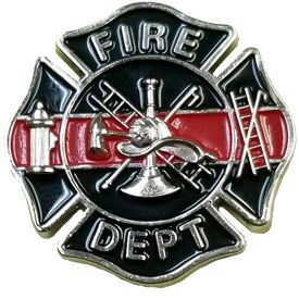 Eagle Emblems P02344 Pin-Fire, Red Line, Honor Badge (1")