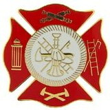 Eagle Emblems P03487 Pin-Fire Dept,Axes RED/YLW, (1-1/2