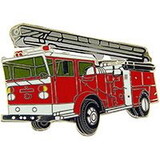 Eagle Emblems P03495 Pin-Veh, Fire, Truck, Red, W/ Ladder (1-5/8