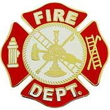 Eagle Emblems P03712 Pin-Fire Dept Logo (WHT/RED), (1-1/2