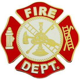 Eagle Emblems P03712 Pin-Fire Dept Logo (WHT/RED), (1-1/2")