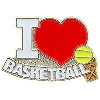 Eagle Emblems P03903 Pin-Basketball,I Love (1")