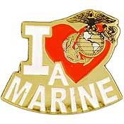 Eagle Emblems P03915 Pin-Usmc, I Love A Marine (1")