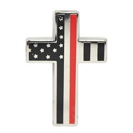 Eagle Emblems P05371 Pin-Fire,Red Line Cross (1-1/8")