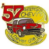 Eagle Emblems P05527 Pin-Car, Chevy, '57, Nev.Die (1