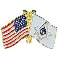 Eagle Emblems P05710 Pin-Org,Masonic Flag/Usa (1")