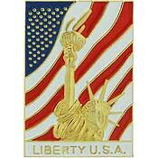 Eagle Emblems P06900 Pin-Usa,Statue Of Liberty W/USA FLAG, (1")