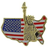 Eagle Emblems P09094 Pin-Usa,Statue Of Liberty W/USA FLAG, (1